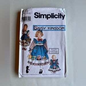 Simplicity 9435 Pattern 'Daisy Kingdom' Childs Dress & Pinafore w/18" Doll Dress